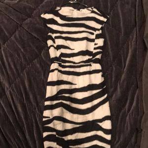 Zebra print linen sheath dress
